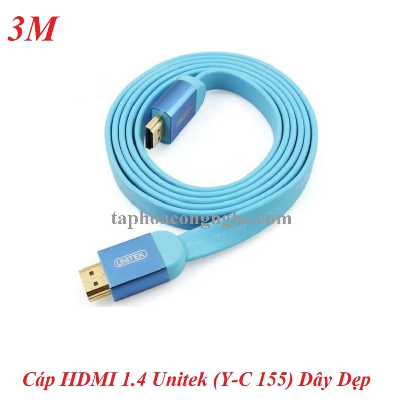 Unitek 98372 Y-C155 4K 1.4 dây dẹp 3M Màu Xanh Cáp Hdmi chuẩn chống nhiễu 30098372